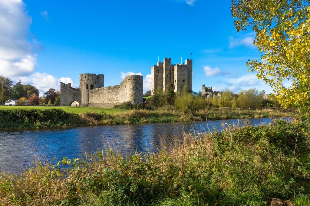 Trim Castle, the Norman fortress at the heart of the Púca Festival, above the River Boyne in autumn